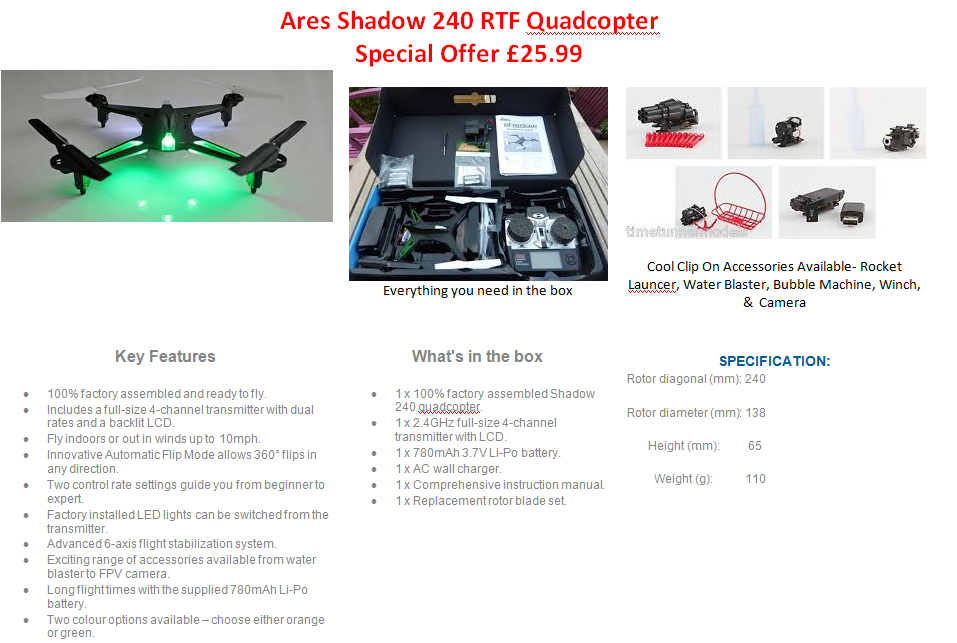 area shadow 240 rtf quadcopter special offer